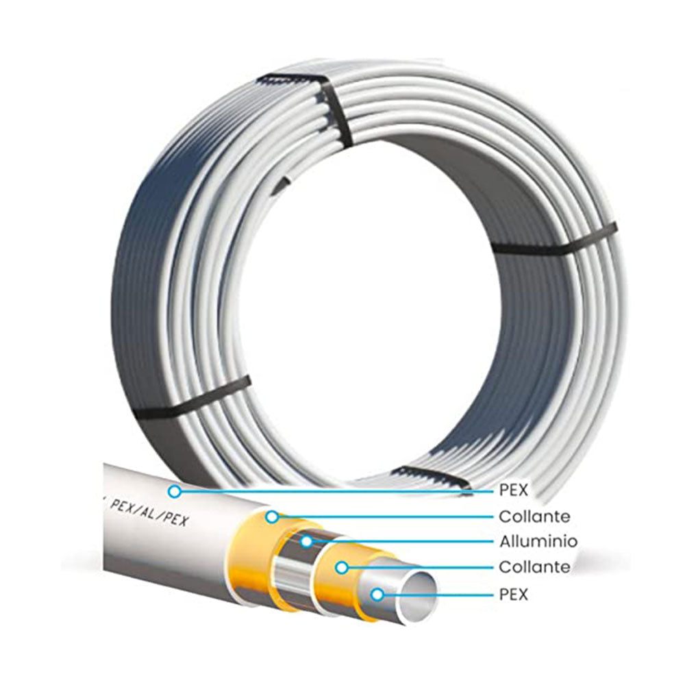 Tubo Multistrato Corona 25Mt diametro 16x2mm Nudo per Impianto per Carico Qualità selezionata
