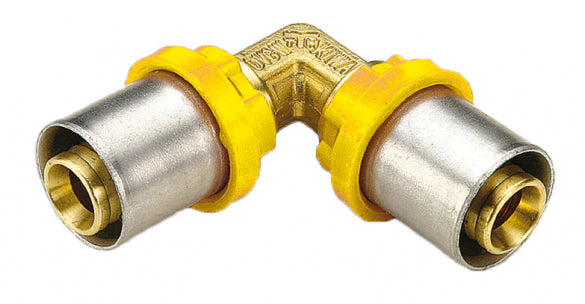 Raccordo curvo/gomito doppio per multistrato gas a pressare tiemme