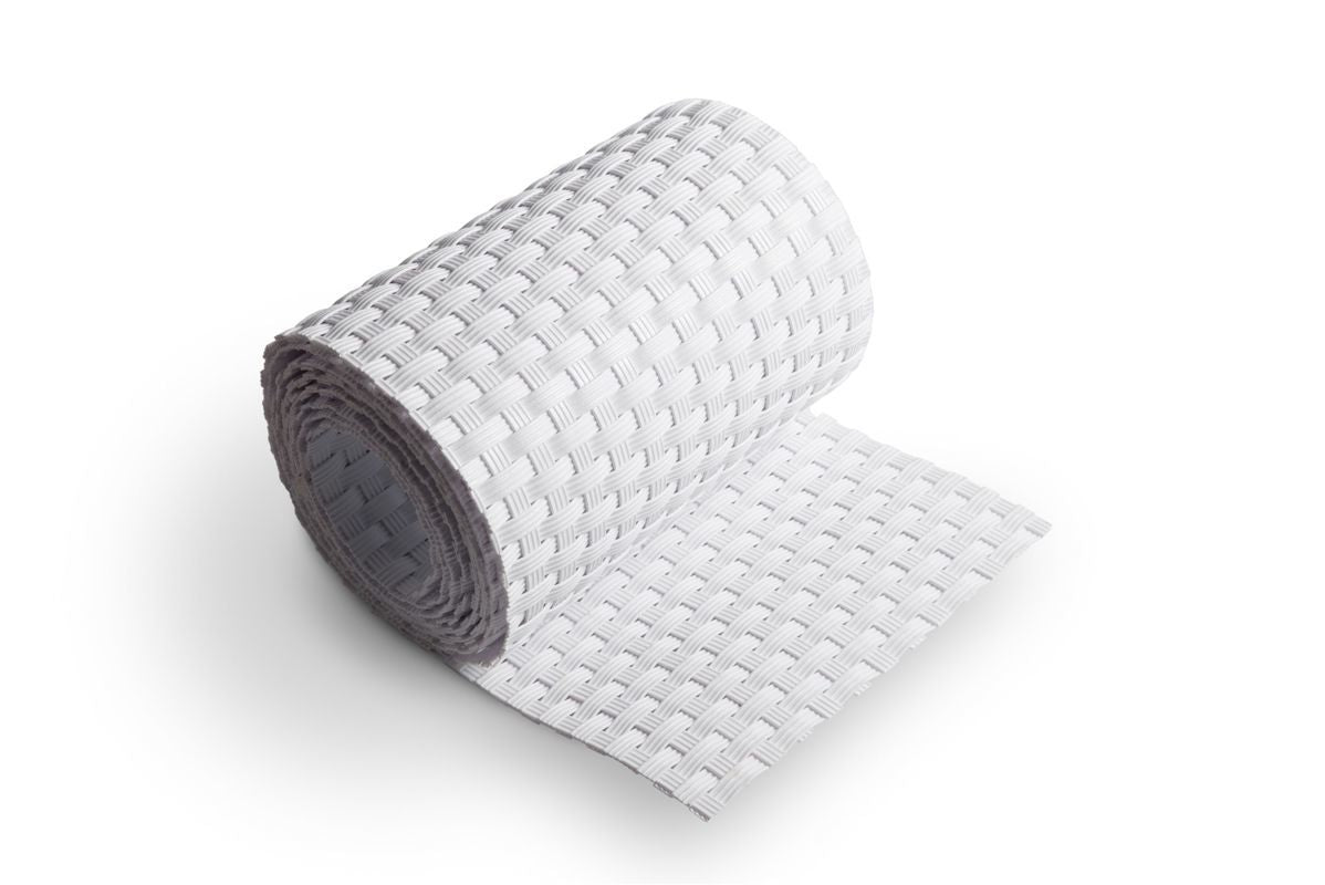 Recinzione Giardino, Strisce Frangivista in PE in Rattan, Protezione per Gli Sguardi Indiscreti, Polyrattan Pannelli per Recinzioni, (Rotolo 255 cm x 19 cm Bianco)