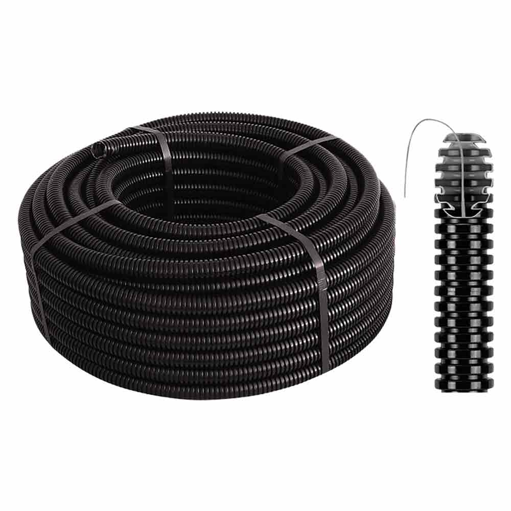 Corrugato Elettrico Flessibile Diametro 20mm Pieghevole Nero Con Tirafilo Matassa Da 100 Metri