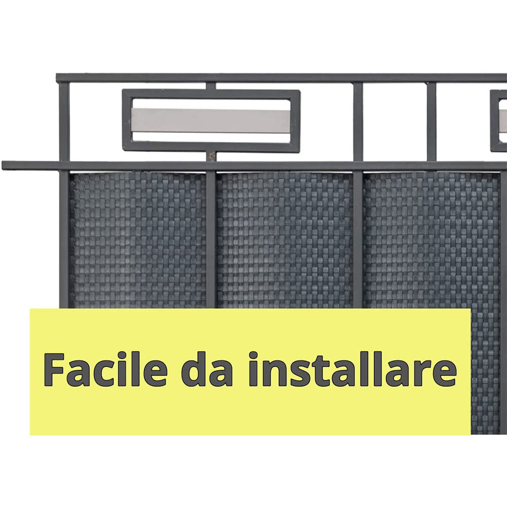 KIT 6 PEZZI Recinzione Giardino, Strisce Frangivista in PE in Rattan, Protezione per Gli Sguardi Indiscreti,Polyrattan Pannelli per Recinzioni,Rotolo 255 cm x 19 cm Grigio chiaro