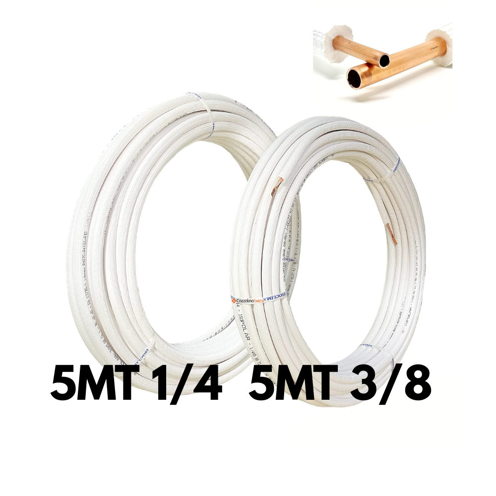 Kit tubi rame climatizzatore coppia 1/4 e 3/8 (varie lunghezze da 10 a 100 metri)