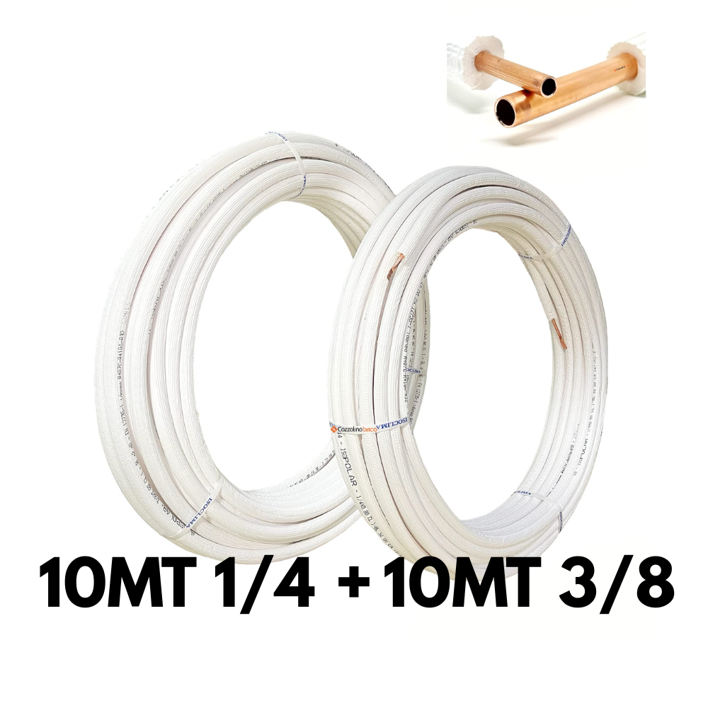 Kit tubi rame climatizzatore coppia 1/4 e 3/8 (varie lunghezze da 10 a 100 metri)
