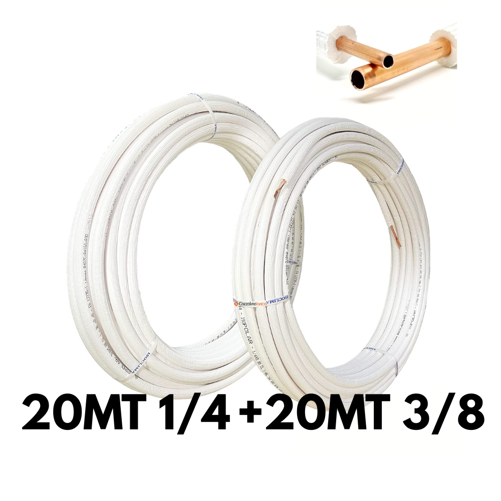 Kit tubi rame climatizzatore coppia 1/4 e 3/8 (varie lunghezze da 10 a 100 metri)