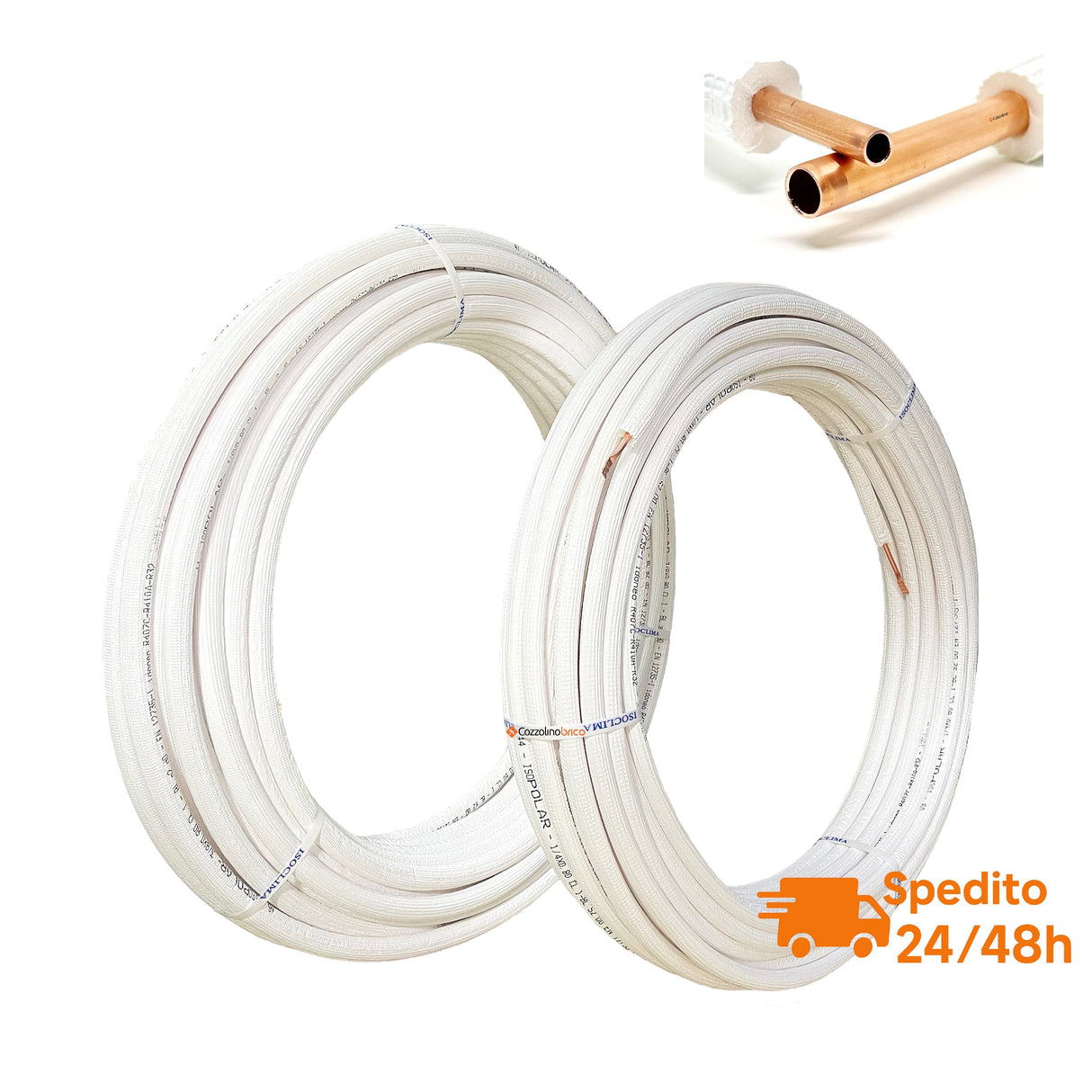 Kit tubi rame per climatizzatore coppia 25 mt da 1/4 e 25 mt da 3/8 totale 50 mt