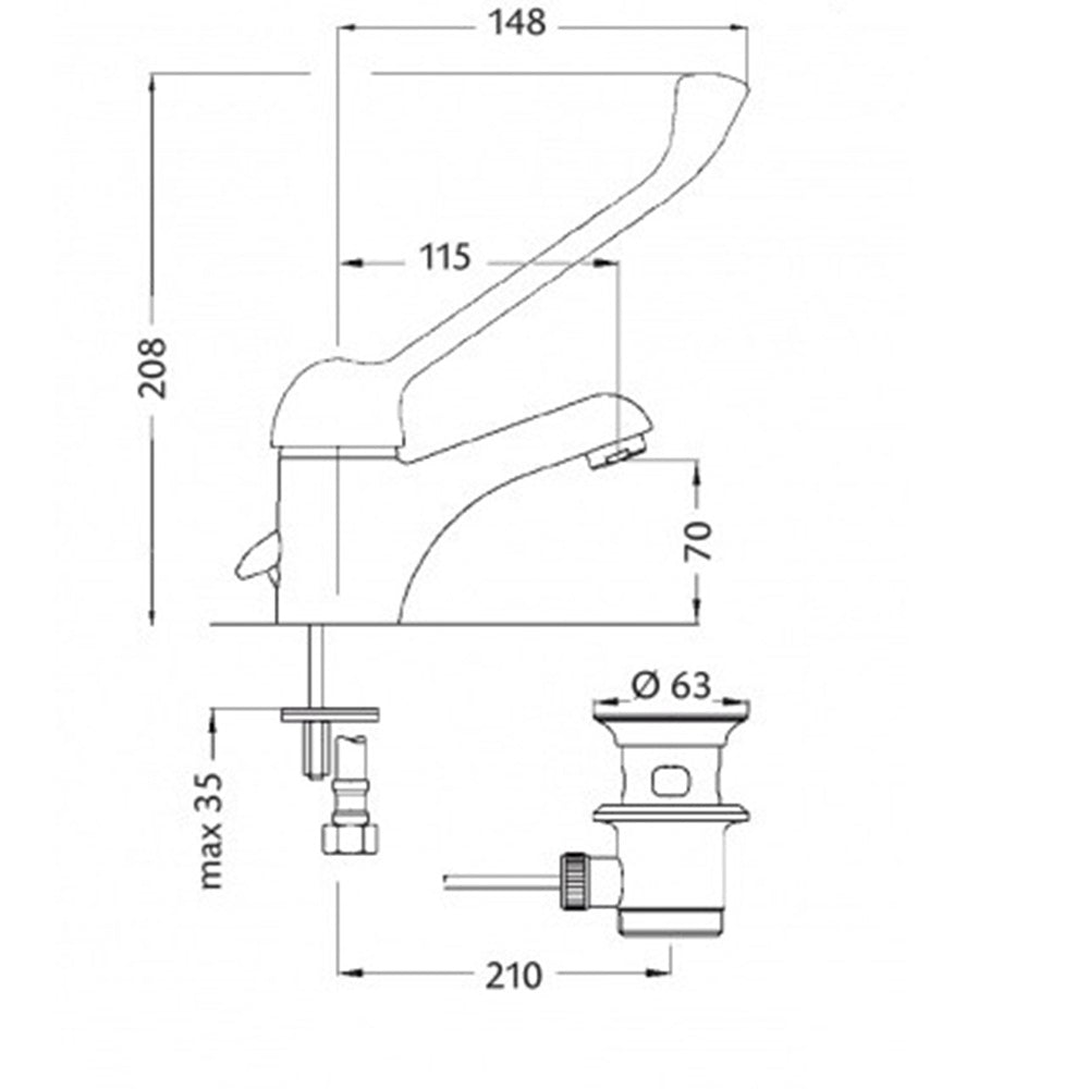 Monocomando lavabo serie kappa con leva clinica