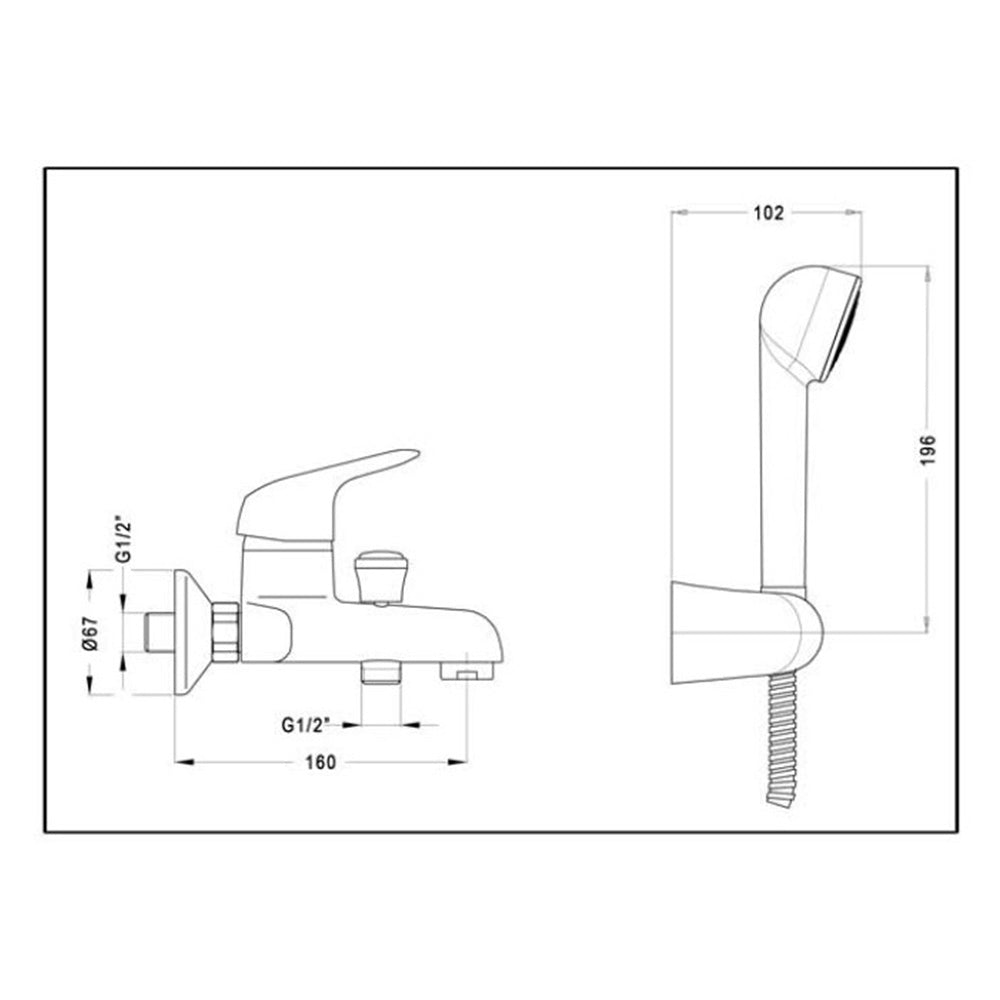 Monocomando vasca esterno con doccia serie kappa