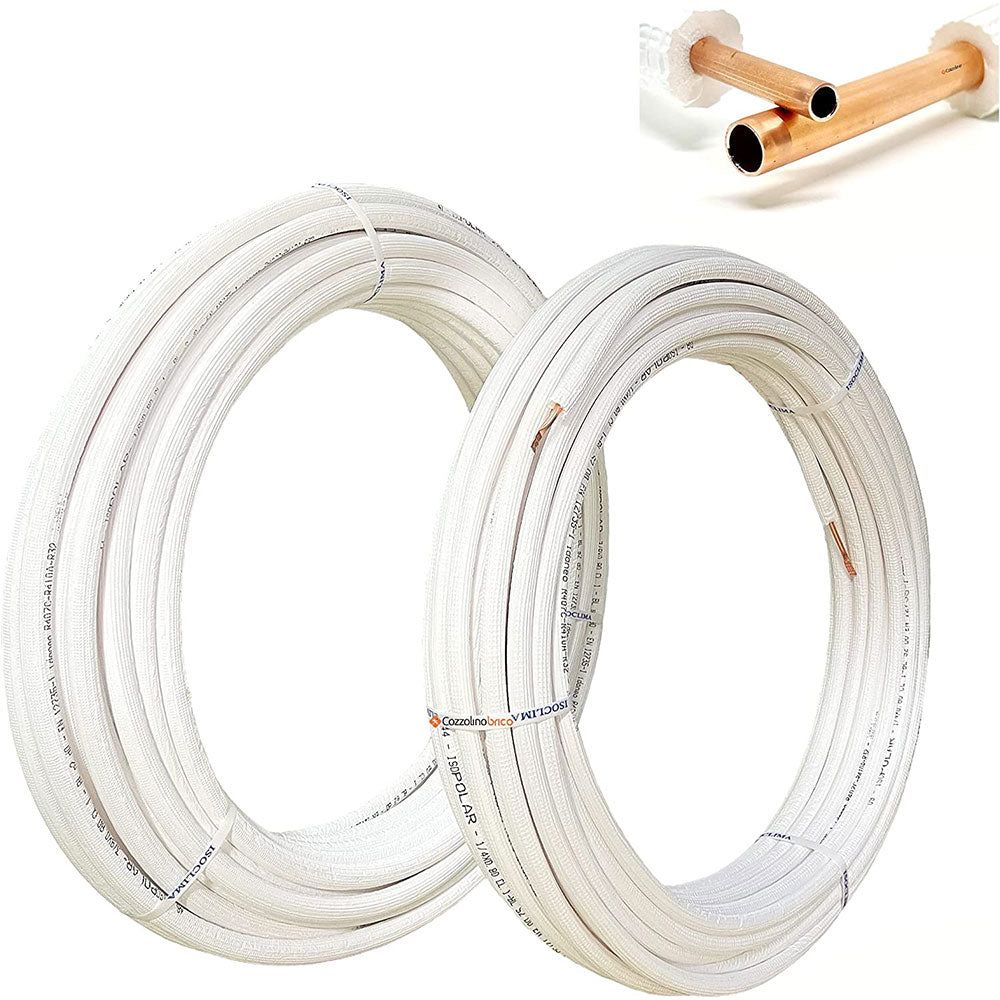 Kit tubi rame per climatizzatore coppia 30 mt da 1/4 e 30 mt da 3/8 totale 60 mt