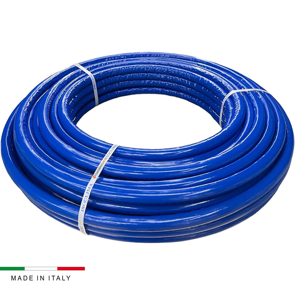 Tubo Multistrato Blu 25 Mt diametro 16 X 2 in rotolo rivestito in Polietilene 373 impianto Acqua Calda e Fredda Cozzolinobrico