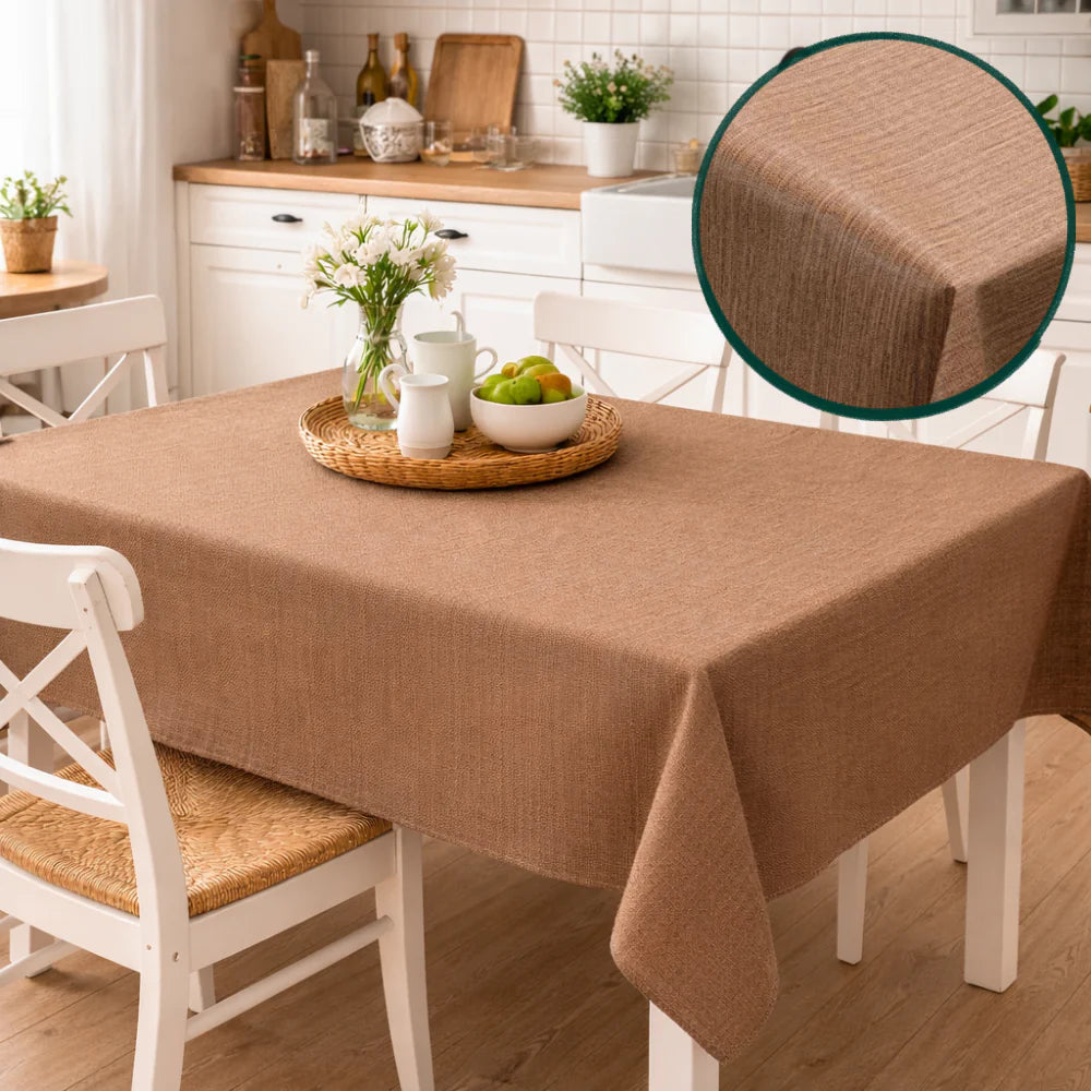 Tovagliato Joy 458 Effetto Lino Marrone Naturale – Tovaglia PVC Impermeabile Antimacchia 140 cm