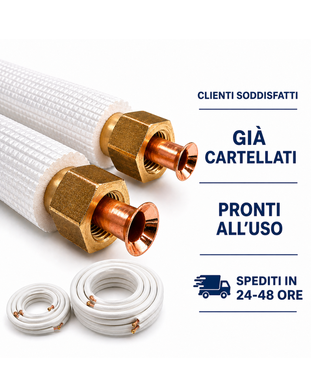 Kit tubi rame climatizzatore già cartellati 1/4 + 3/8 pronti per installazione