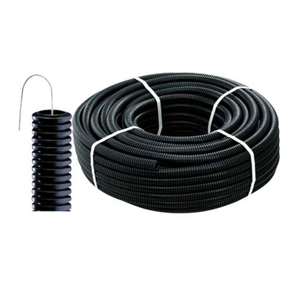 Corrugato Elettrico Flessibile Diametro 16mm Pieghevole Nero Con Tirafilo Matassa Da 100 Metri