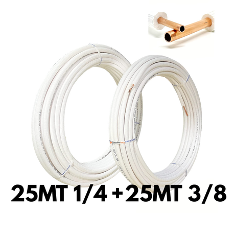 Kit tubi rame climatizzatore coppia 1/4 e 3/8 (varie lunghezze da 10 a 100 metri)