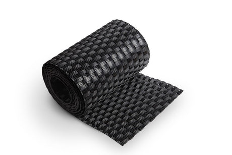 Cozzolinobrico Recinzione Giardino, Strisce Frangivista in PE in Rattan, Protezione per Gli Sguardi Indiscreti,Polyrattan Pannelli per Recinzioni,Rotolo 255 cm x 19 cm Nero