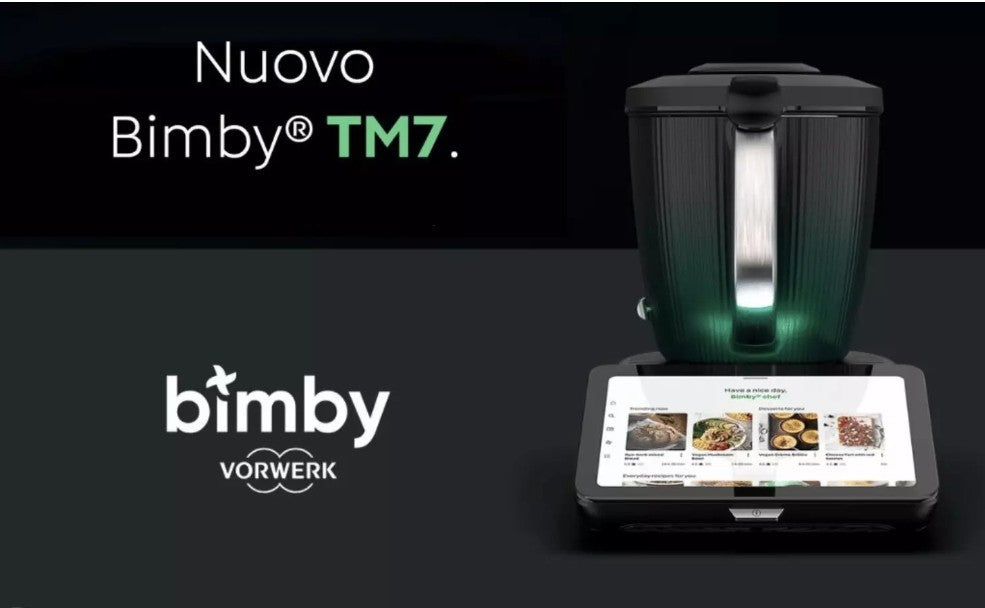 Bimby TM7 Robot da Cucina Multifunzione - BIMBY ORIGINALE - Design Elegante, Schermo Touch 10", 10.000+ Ricette Italiane Cookidoo, Cottura a Vapore Varoma Cozzolino Brico